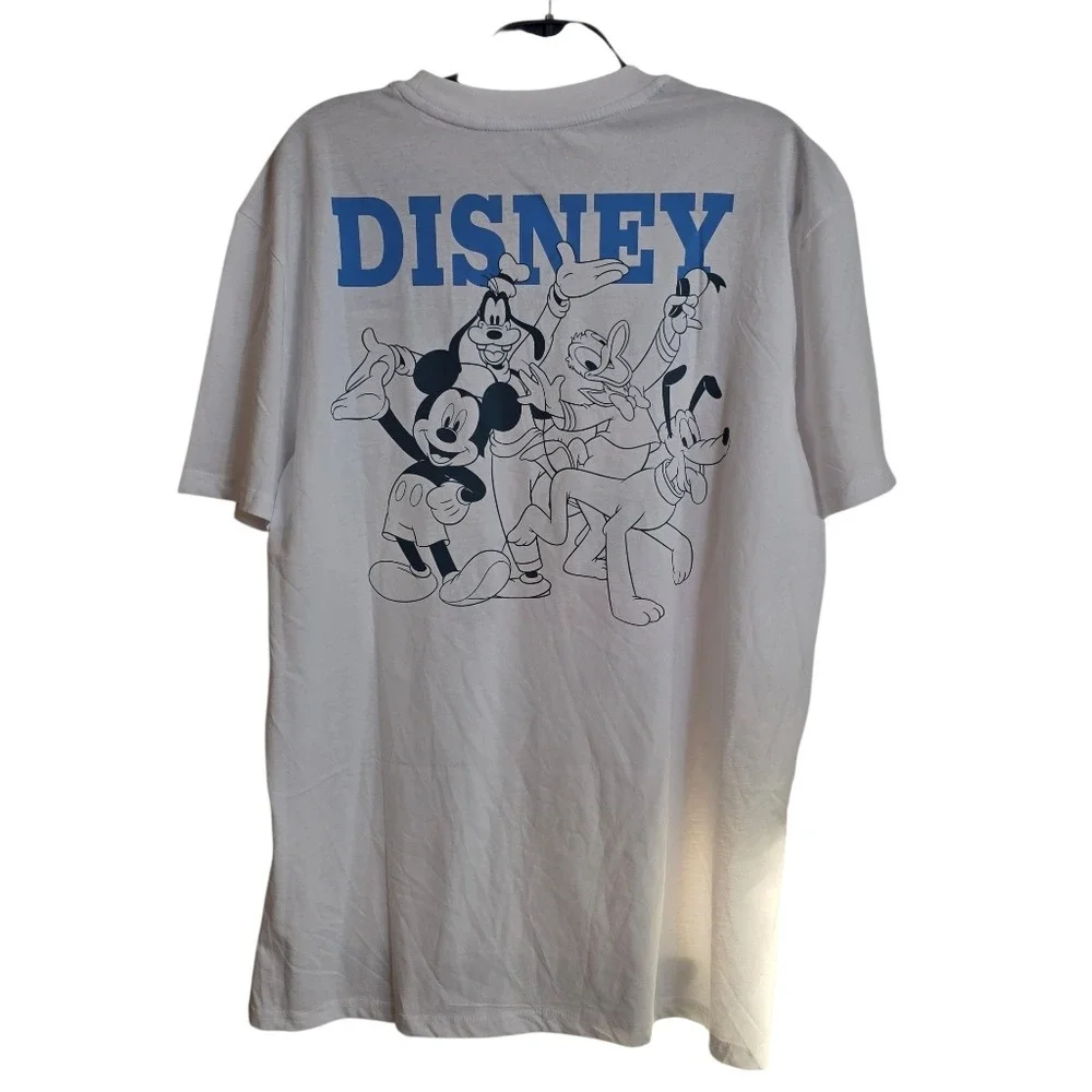 Disney Embroidery Mickey Goofy Donald Pluto Graphic T-Shirt Large Women's Casual